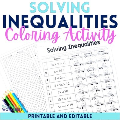 Solving Inequalities Coloring Worksheet