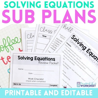 Equations Substitute Math Plans