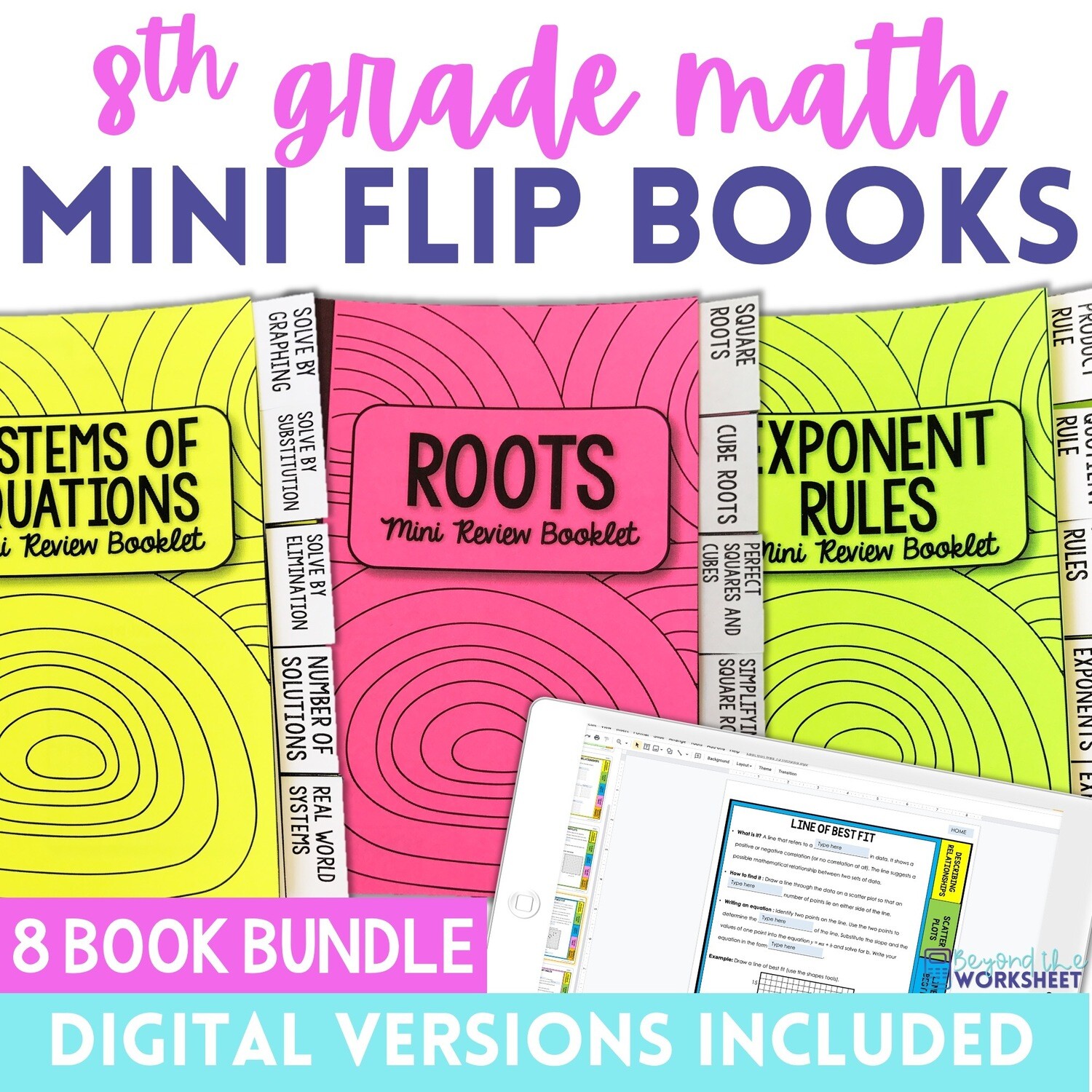 Mini Tabbed Flip Book Bundle for 8th Grade Math