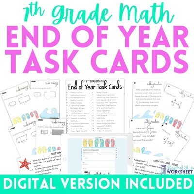 End of Year 7th Grade Math Task Cards
