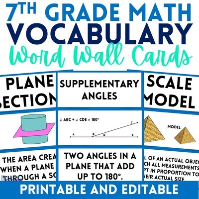 7th Grade Math Vocabulary Cards