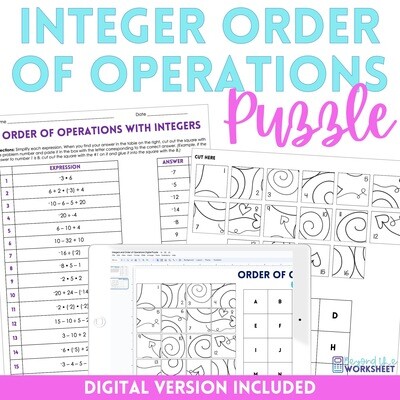 Order of Operations with Integers Puzzle
