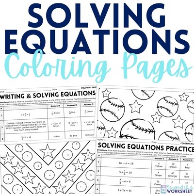 Solving Equations Coloring Worksheets