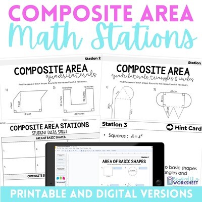Area of Composite Figures Stations (Digital Included)