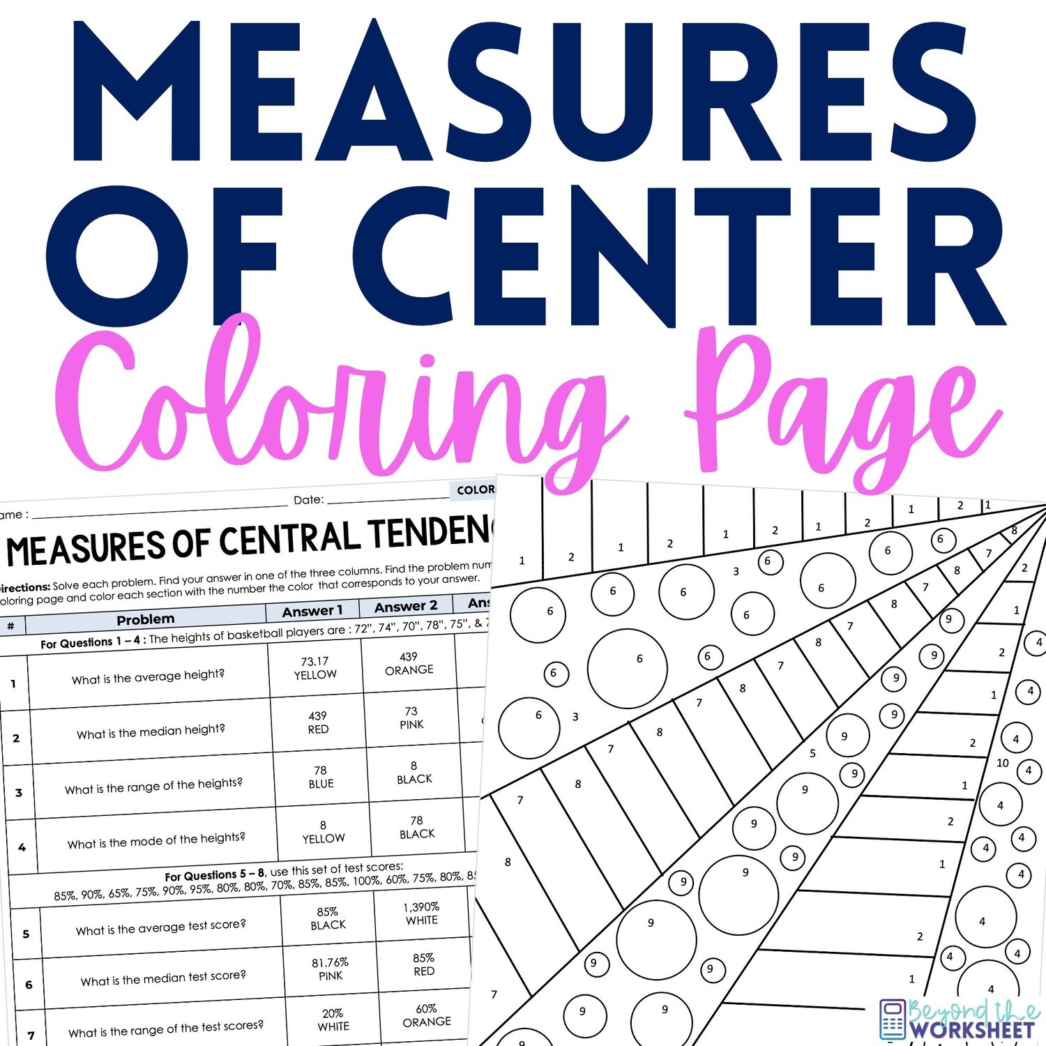 Measures of Central Tendency Coloring Activity
