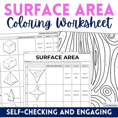 Surface Area Coloring Worksheet