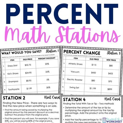Percents Math Stations