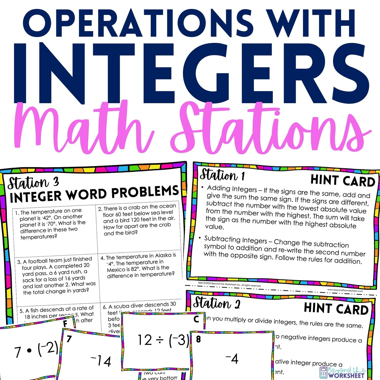 Integer Operations: Middle School Math Stations