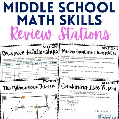 Middle School Math Review Stations