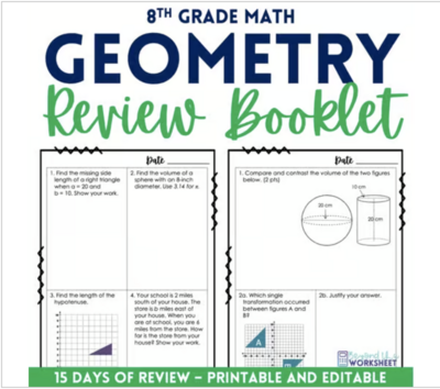 Geometry Review Booklet for 8th Grade