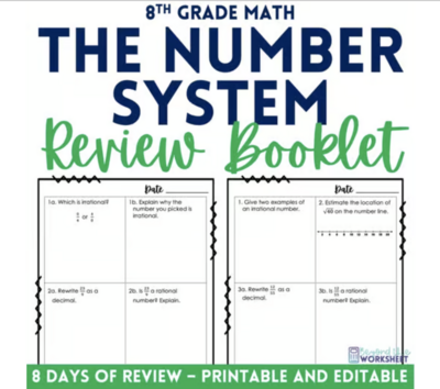 Number System Review Booklet for 8th Grade Math