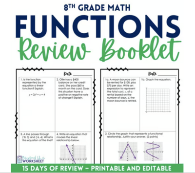 Functions Review Booklet for 8th grade