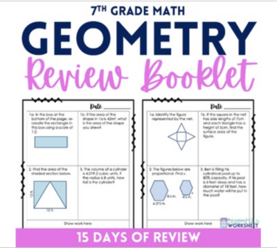Geometry Review Booklet for 7th Grade