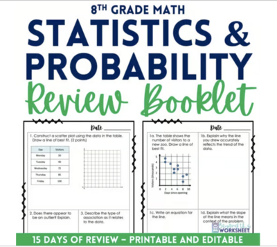 Statistics and Probability Review Booklet for 8th Grade
