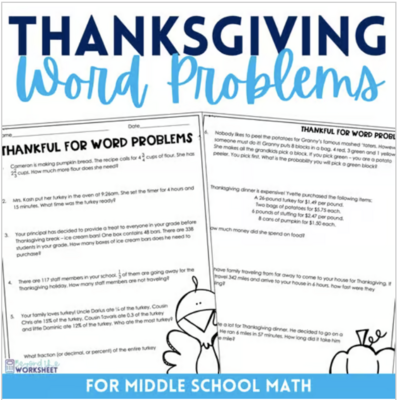Thanksgiving Math Word Problems