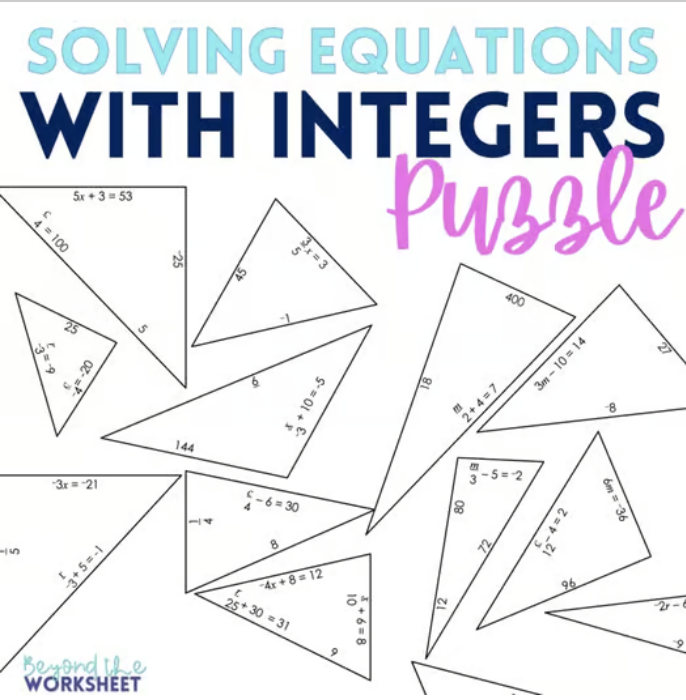 Solving Equations with Integers Puzzle