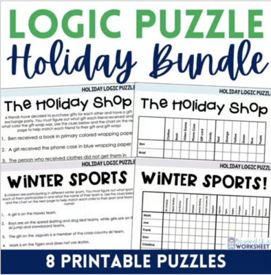 Winter and Christmas Holiday Logic Puzzle Bundle