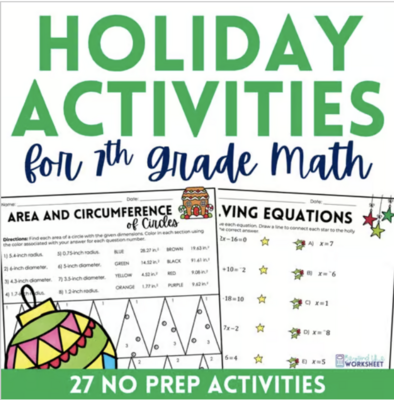 7th Grade Christmas Holiday Math Activities