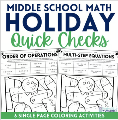 Middle School Math Christmas Holiday Quick Checks