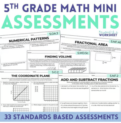 5th Grade Math Mini Assessments