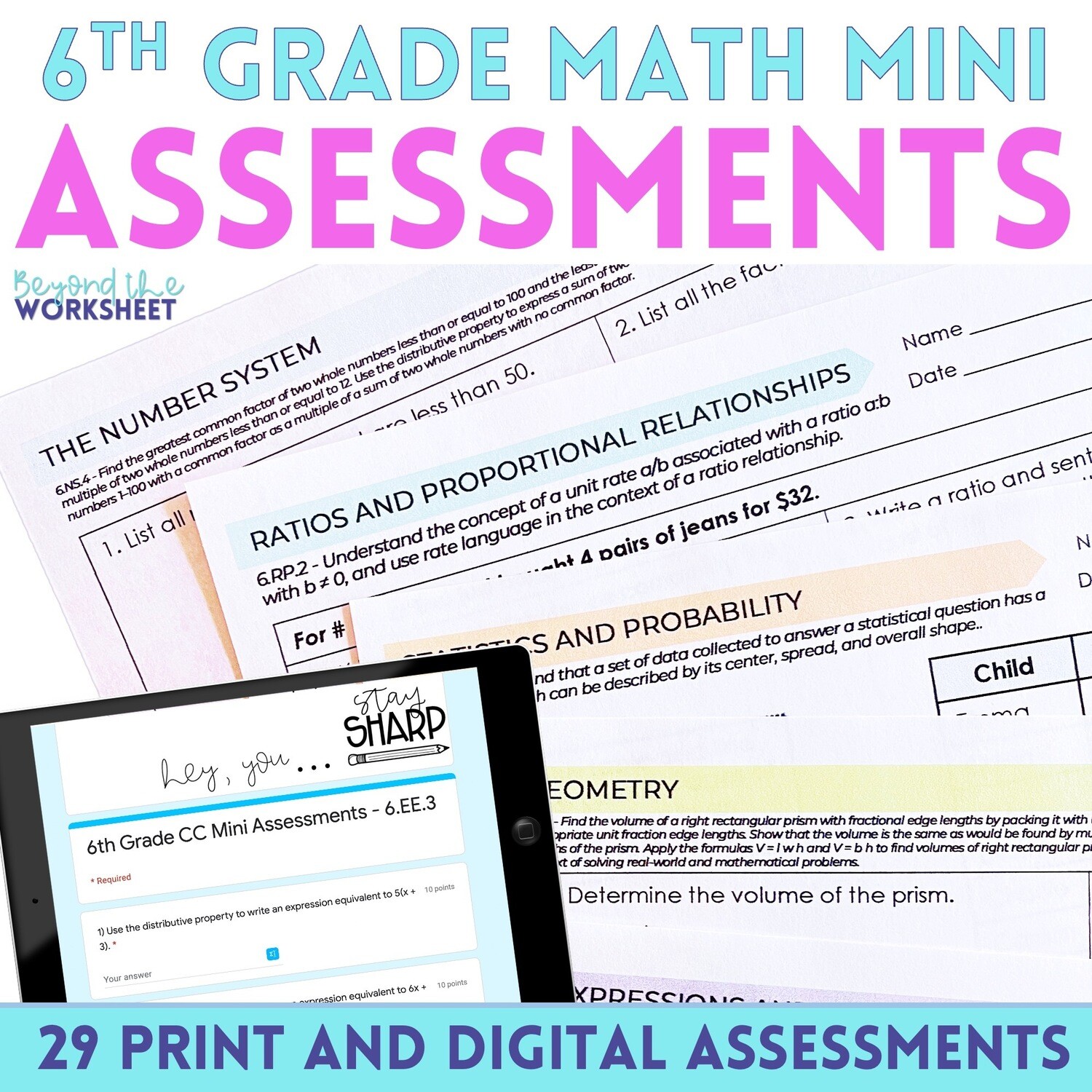 6th Grade Math Mini Assessments