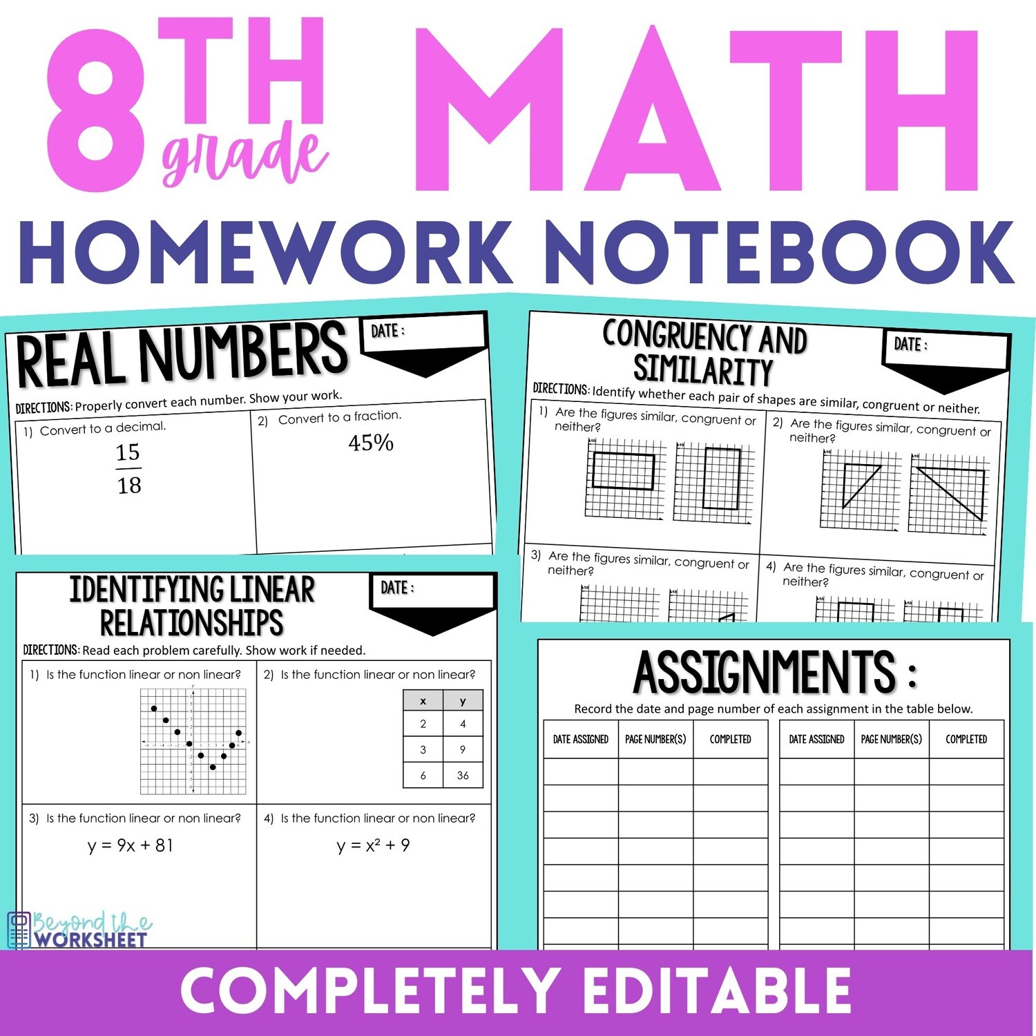 8th Grade Math Homework | Printable Homework Worksheets