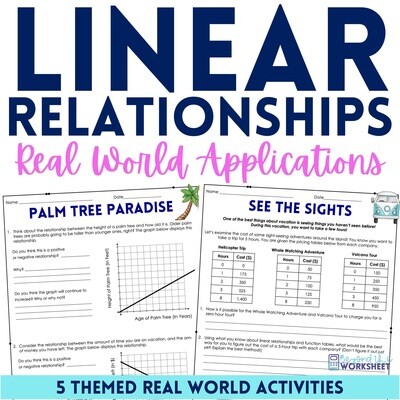 Linear Relationships Real World Applications Practice Worksheets