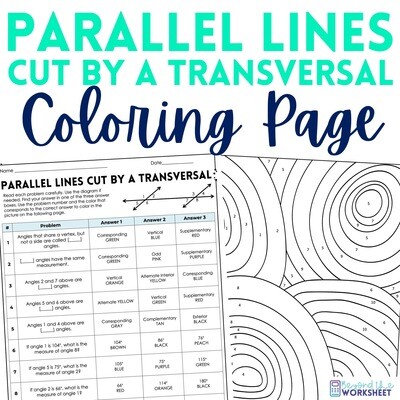 Parallel Lines Cut by a Transversal Coloring Worksheet