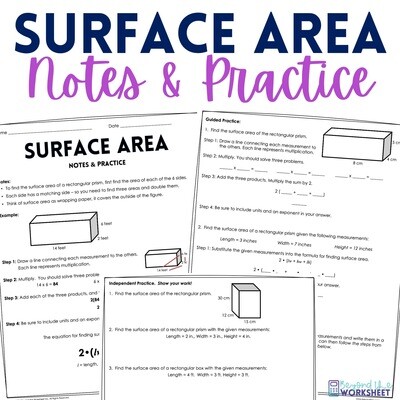 Surface Area Notes and Practice Worksheet