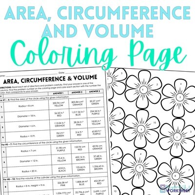 Area, Circumference and Volume Coloring Worksheet