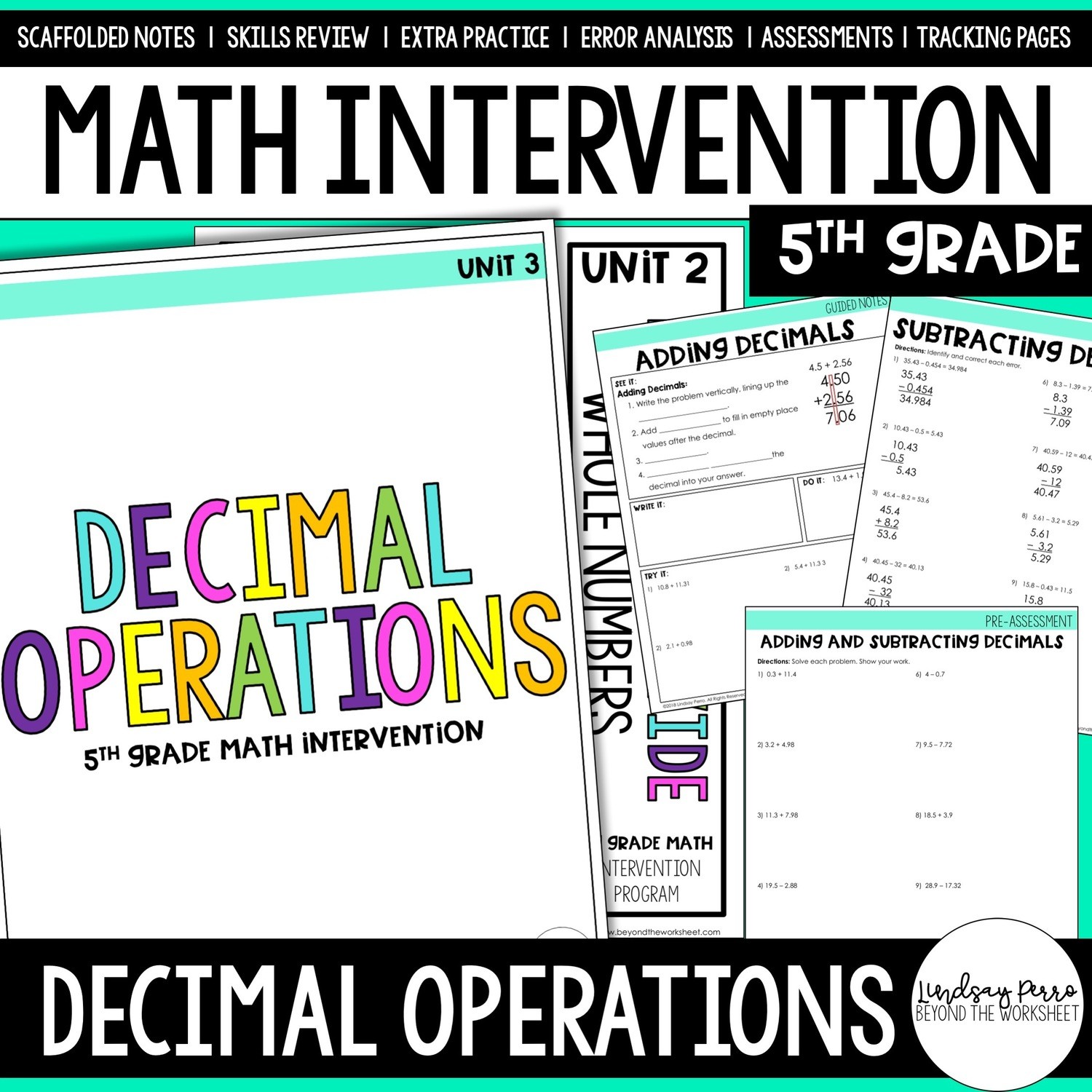 Decimal Operations Intervention Unit 5th Grade