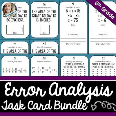 6th Grade Math Error Analysis Task Cards
