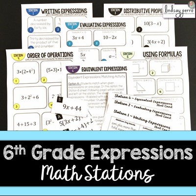 6th Grade Math Expressions Stations