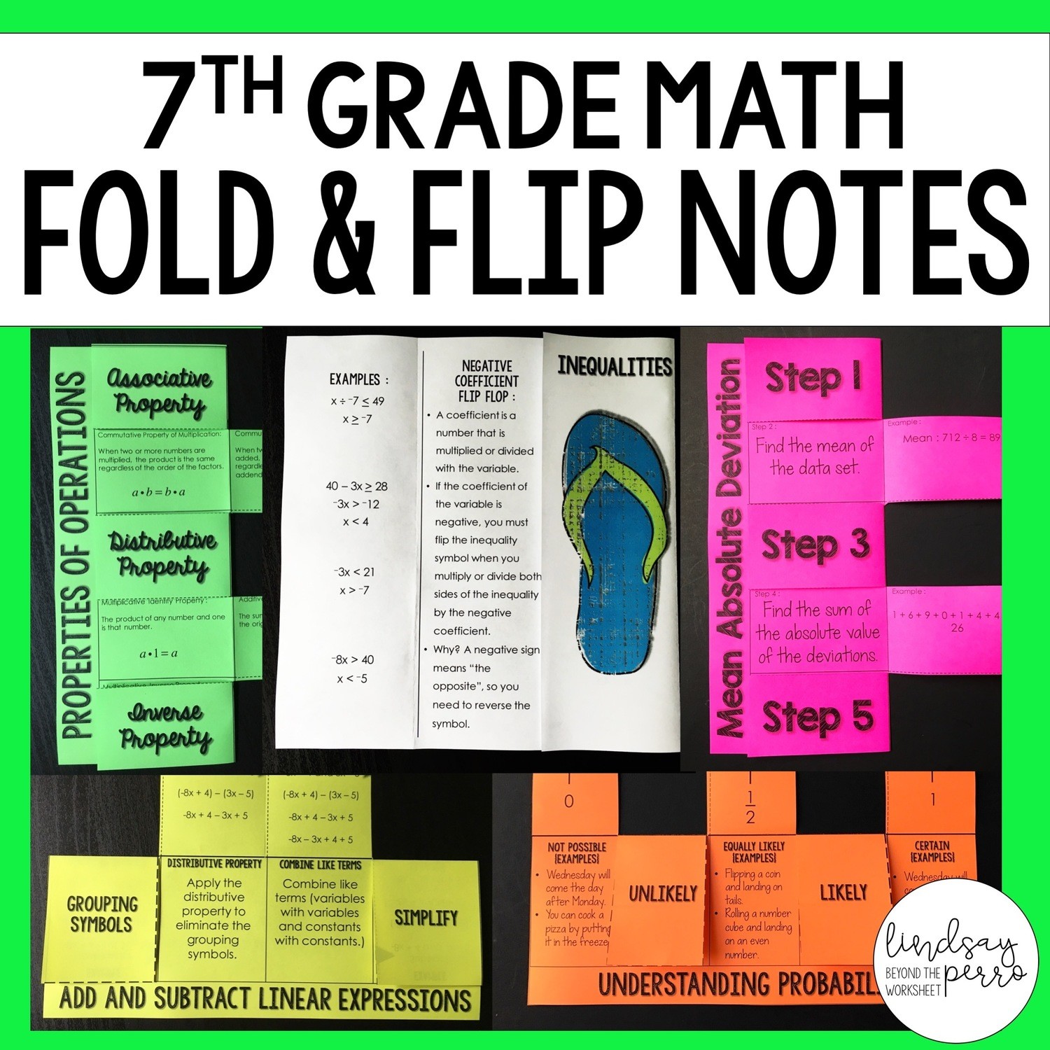 7th Grade Math Foldable Style Notes