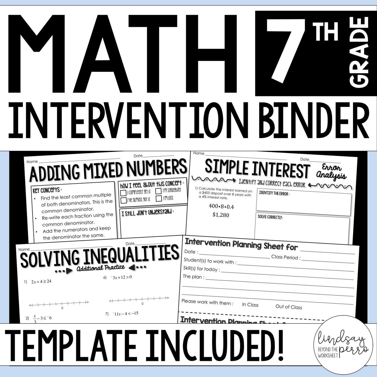 7th Grade Math Intervention Binder