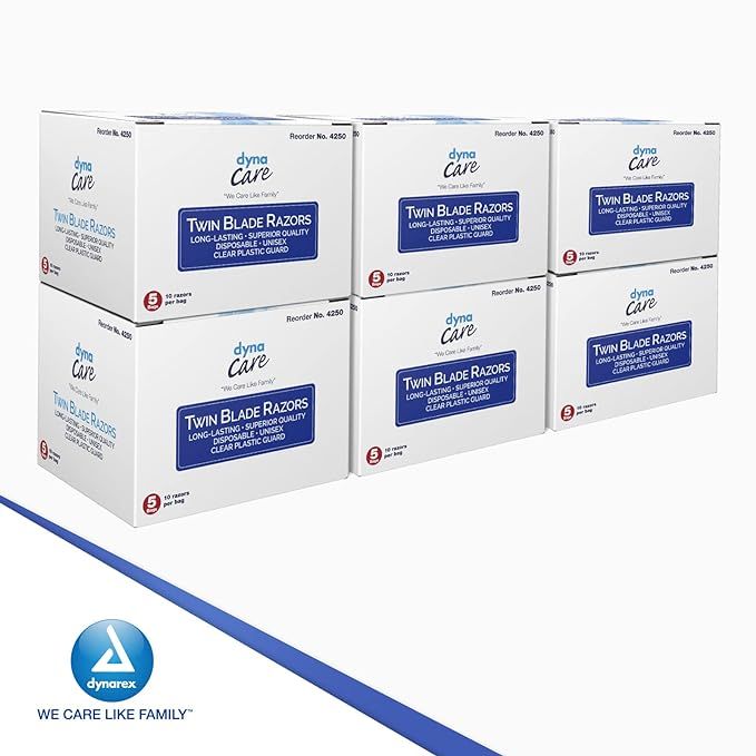 Dynarex Twin Blade Razors per Case of 6 boxes of - 5 - 10 packs
