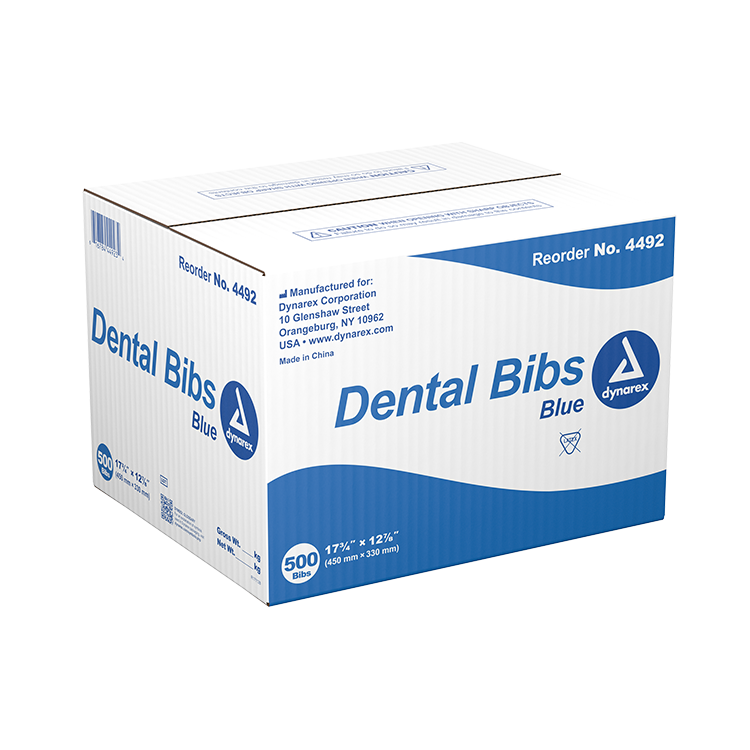 Dynarex Dental Bibs Blue 500 Per Case