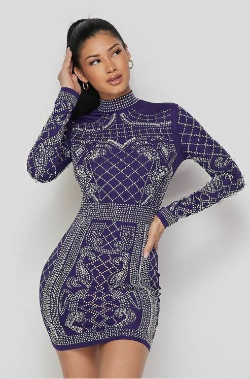 purple rhinestone dress