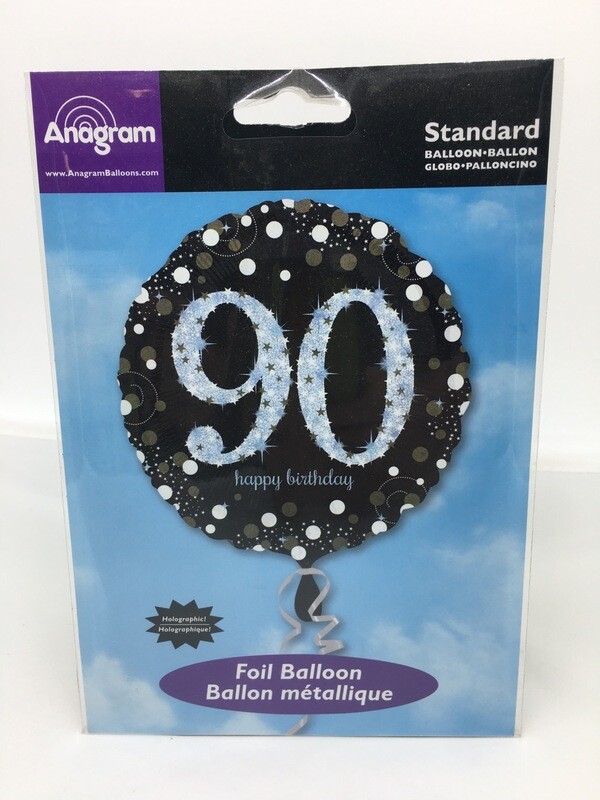 Gold Sparkling 90th Birthday Round Foil Helium Balloon 46cm / 18 in