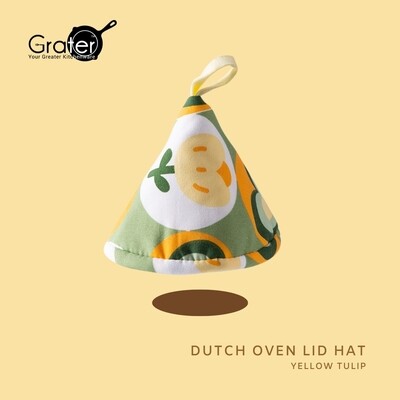 GRATER Anti-Scald Dutch Oven Triangle Hot Lid Hat (Yellow Tulip)