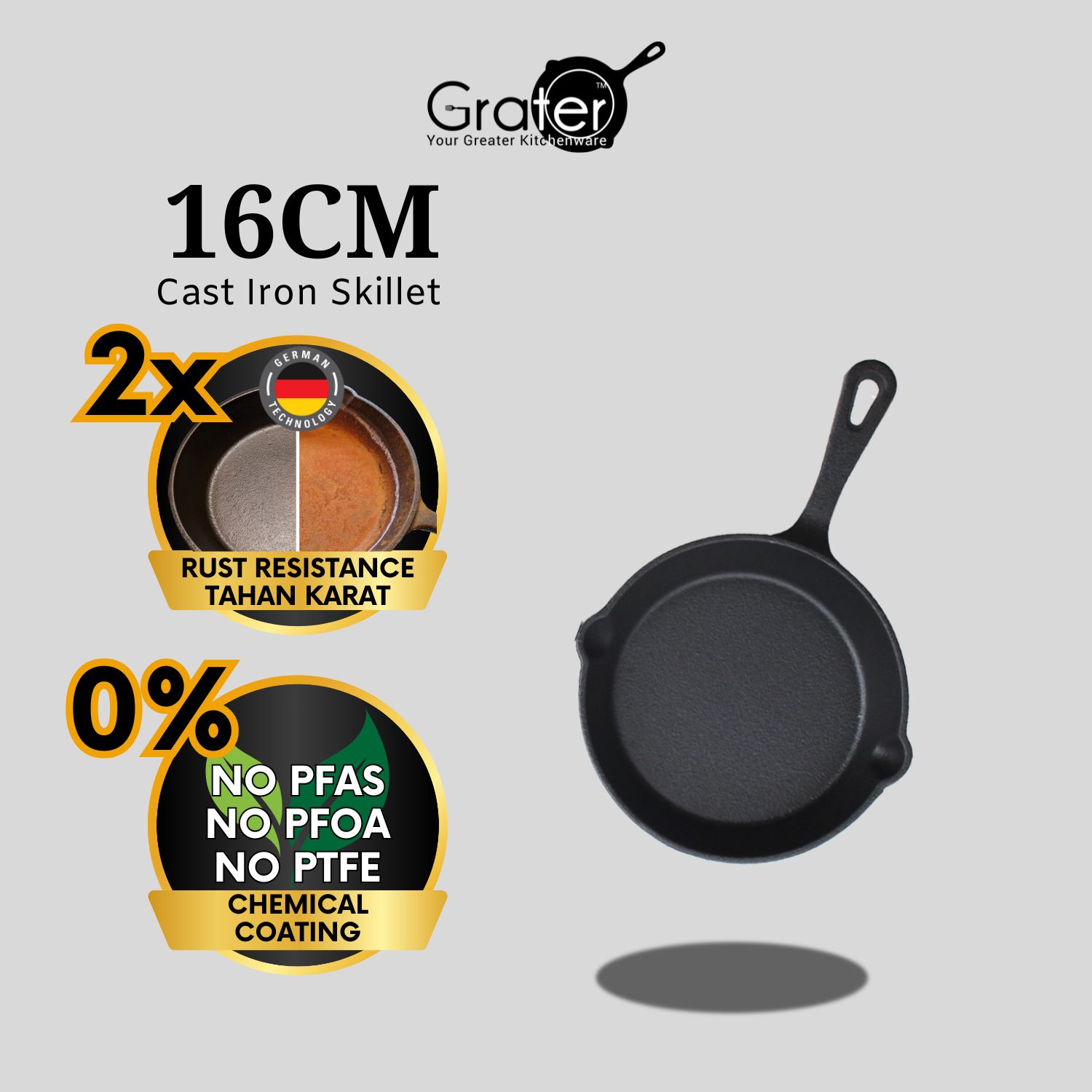 16cm Rust Resistant Cast Iron Skillet