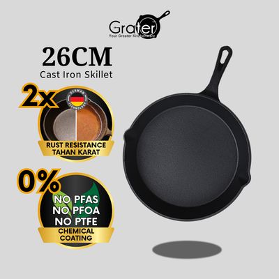 26cm Rust Resistant Cast Iron Skillet (10 inches)