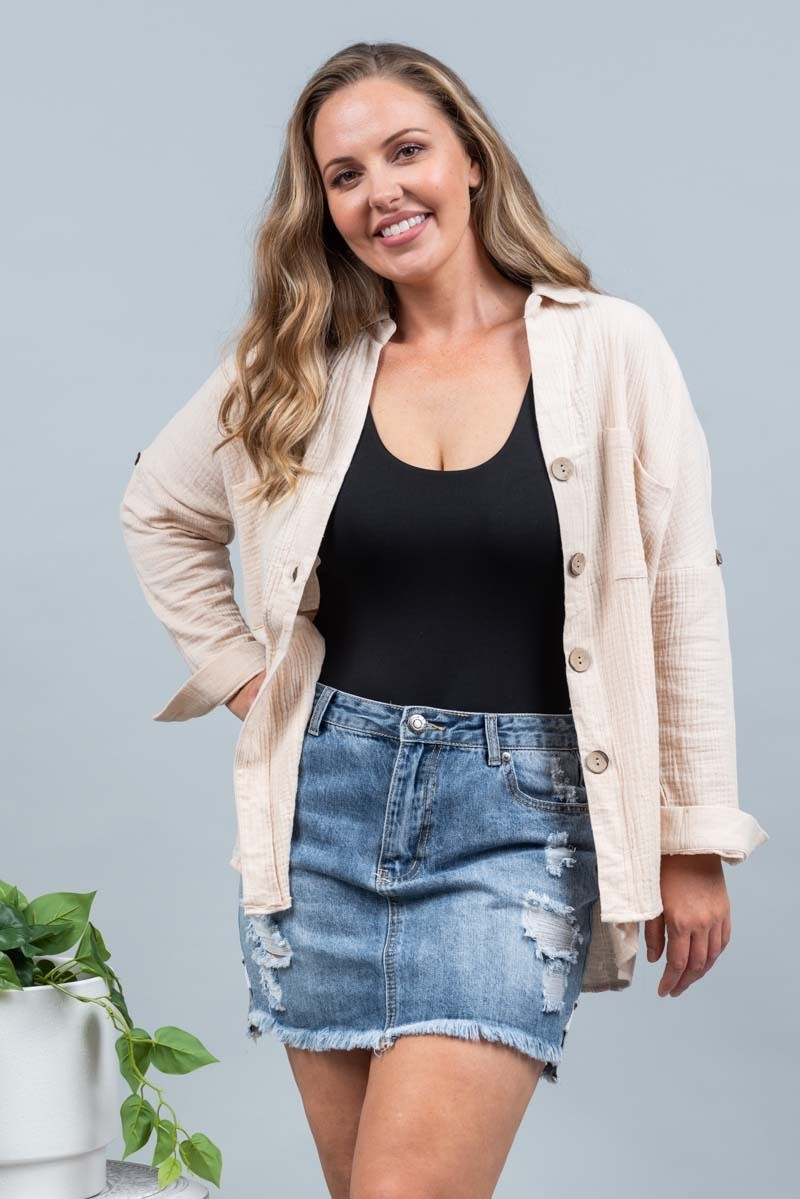 Absolutely Fabulous Cotton Shirt - Sand