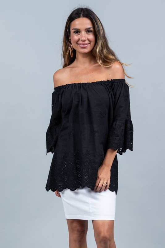 Free Spirit Embroidered Top - Black