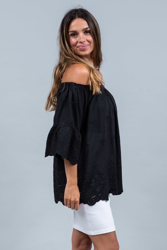 Free Spirit Embroidered Top - Black