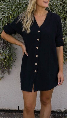 Absolutely Fabulous Fray Shirt/Dress - Black