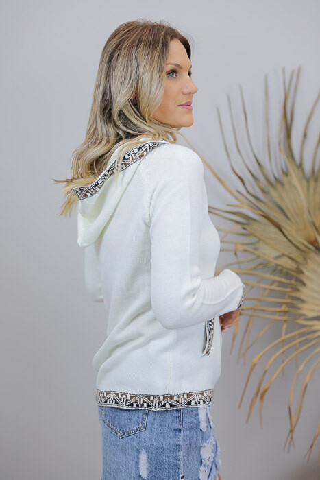 Winter Surf Hood Jumper - Ivory/Tan Detail