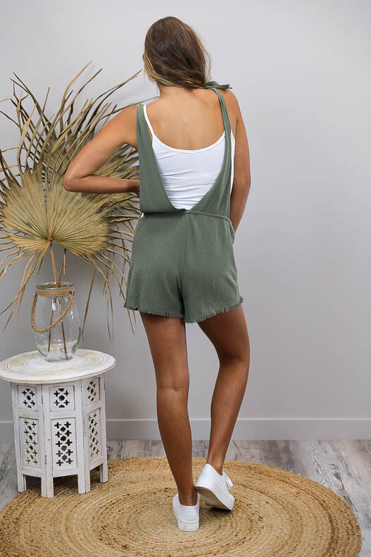 Byron Fray Playsuit - Khaki