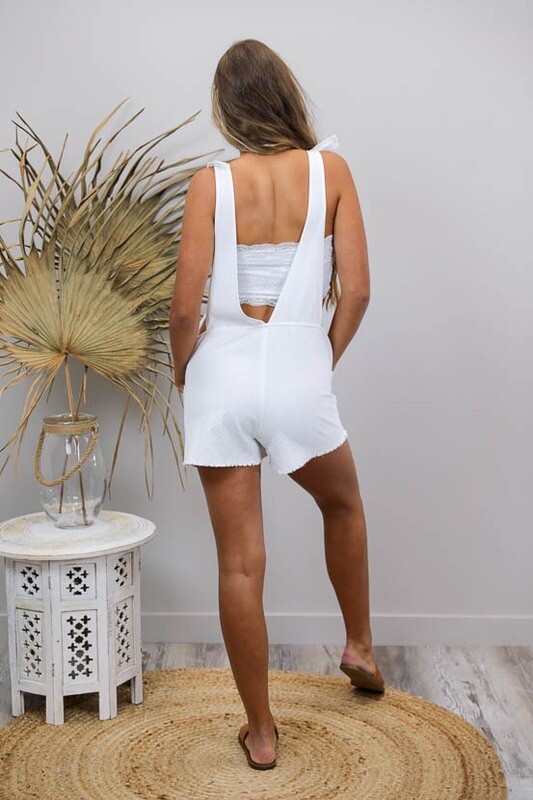 Byron Fray Playsuit - White