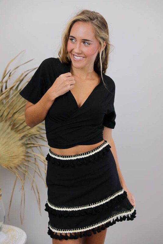Beatnik Short Sleeve Top - Black
